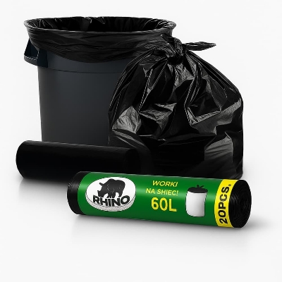 Picture of 60 Liter Garbage bags on roll 20pcs
