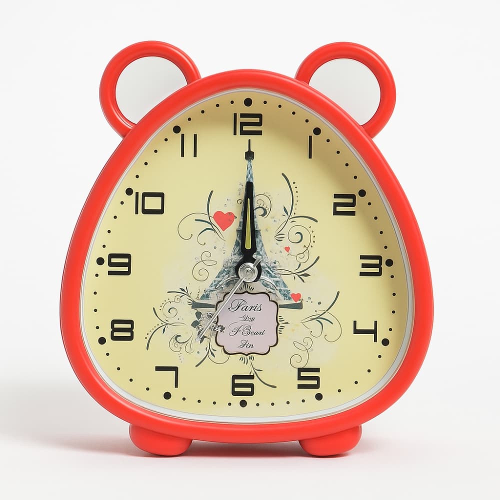 Picture of Table Clock Kitty Shape With Alarm – Fancy Design Desk Analog Clock