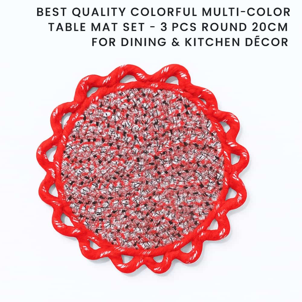 Picture of Best Quality Colorful Multi-Color Table Mat Set – 3 Pcs Round 20cm for Dining & Kitchen Déco