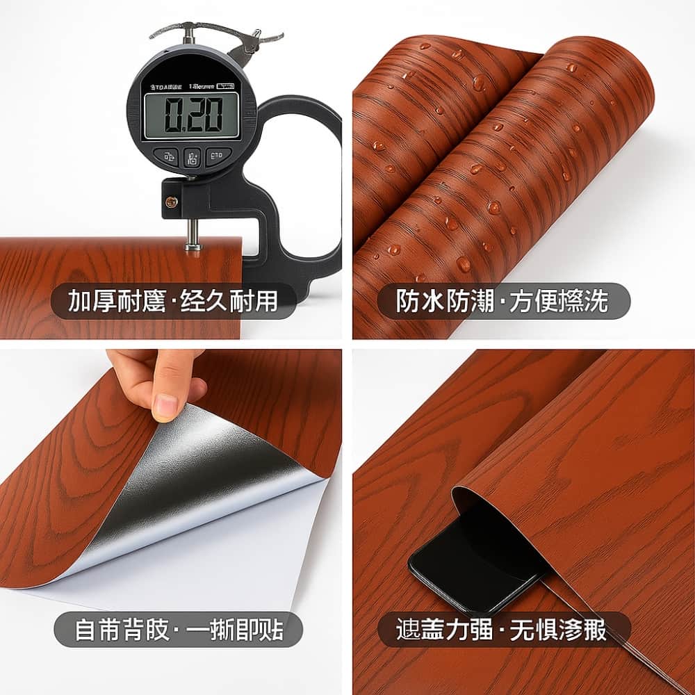Picture of Self-Adhesive 3D Wood Grain PVC Wallpaper – Waterproof Furniture Renovation Sticker - 5 Meter