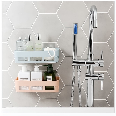 Picture of China Plastic Suction Cup Bathroom Corner Shelf – Shower & Toilet Storage Rack Organizer (Assorted Colors)