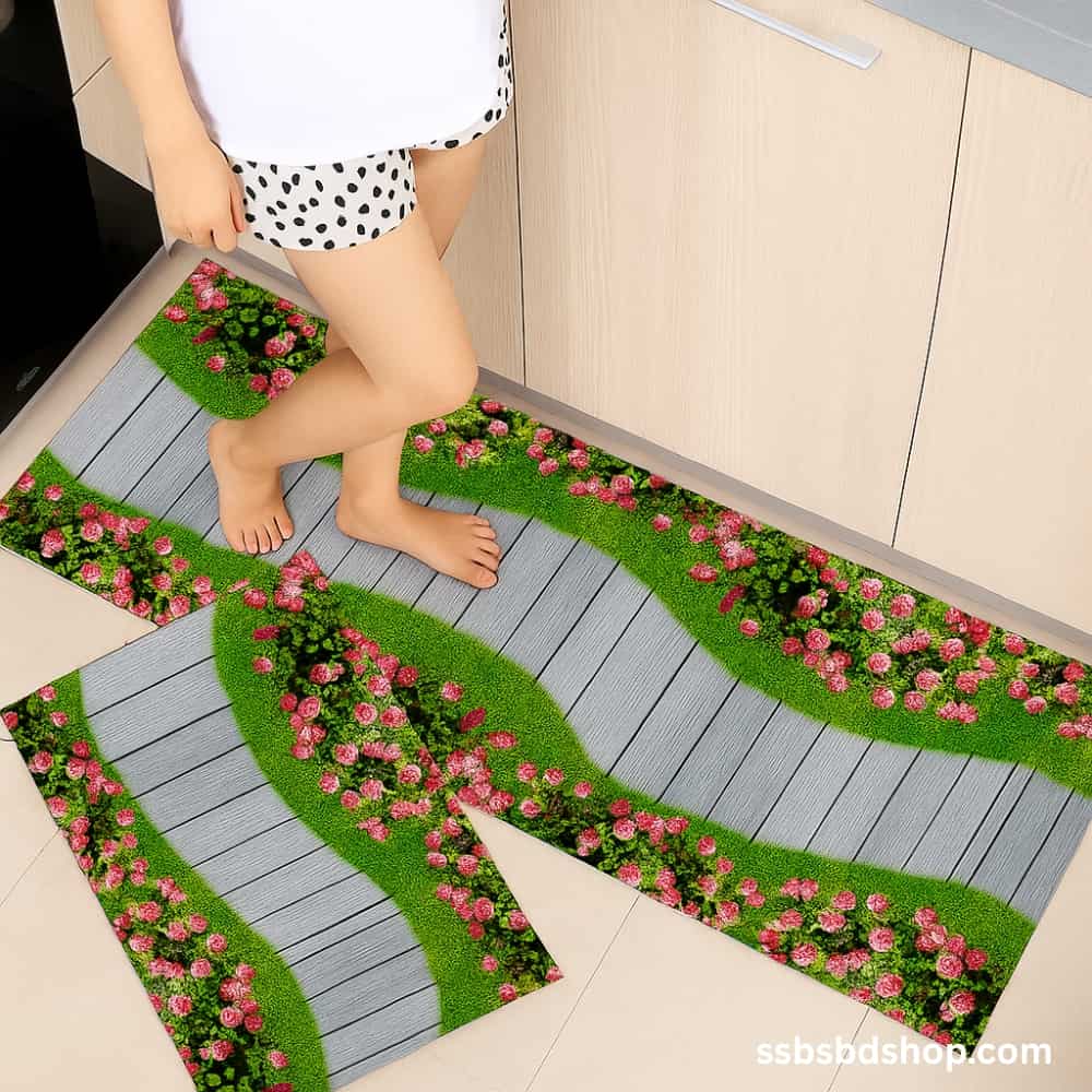 Picture of Anti-Slip 3D Geometric Kitchen & Home Floor Mats – Jacquard Rug Set