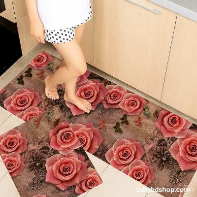 Picture of Anti-Slip 3D Geometric Kitchen & Home Floor Mats – Jacquard Rug Set