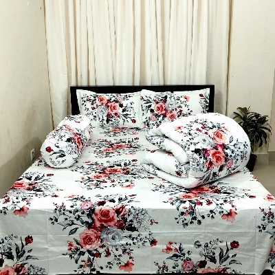 Picture of 5 Piece Premium Twill Cotton Comforter Set  (White)
