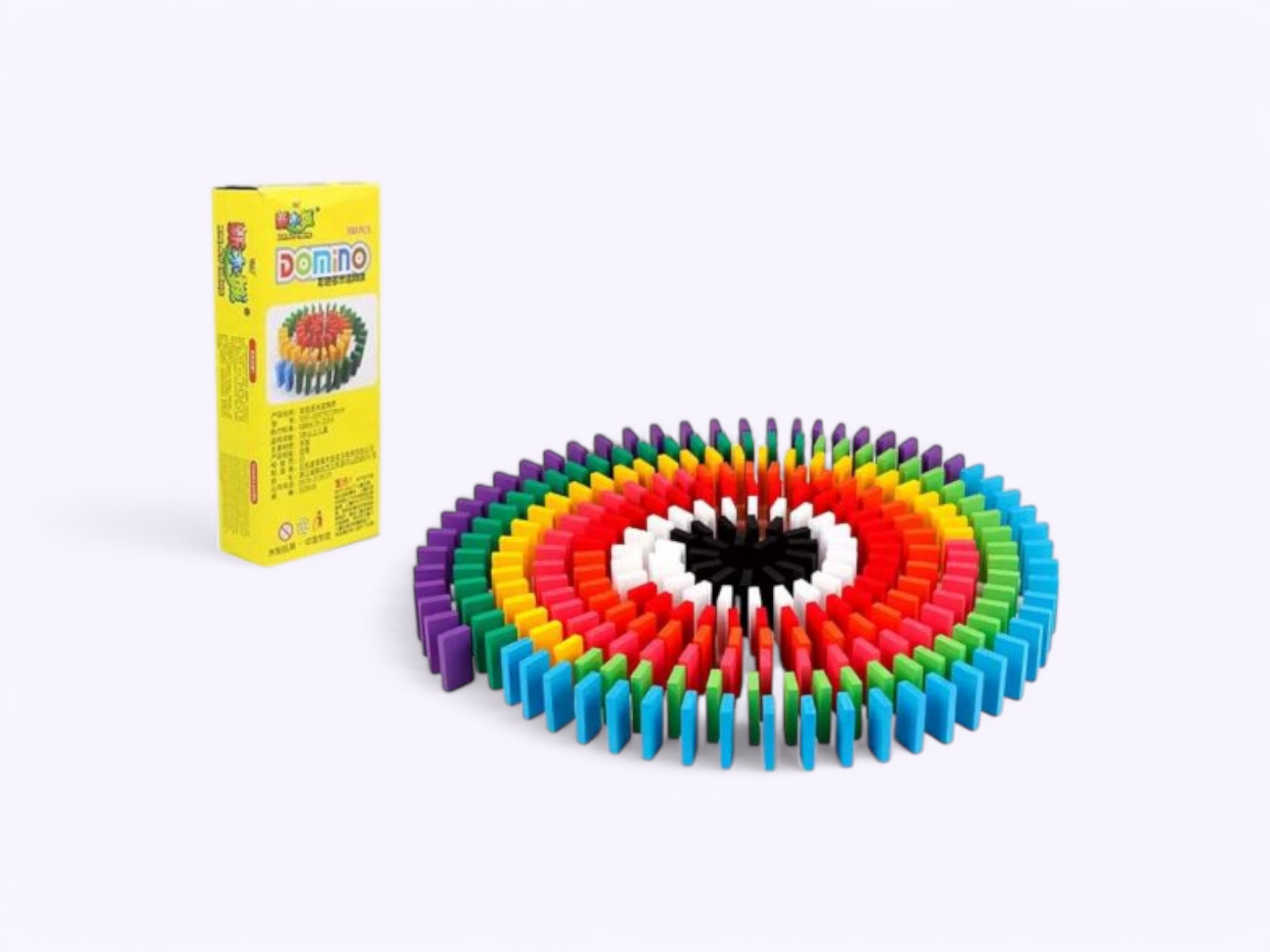 Picture of 100 pcs Wooden Dominos Blocks Set, Kids Game Educational Play Toy