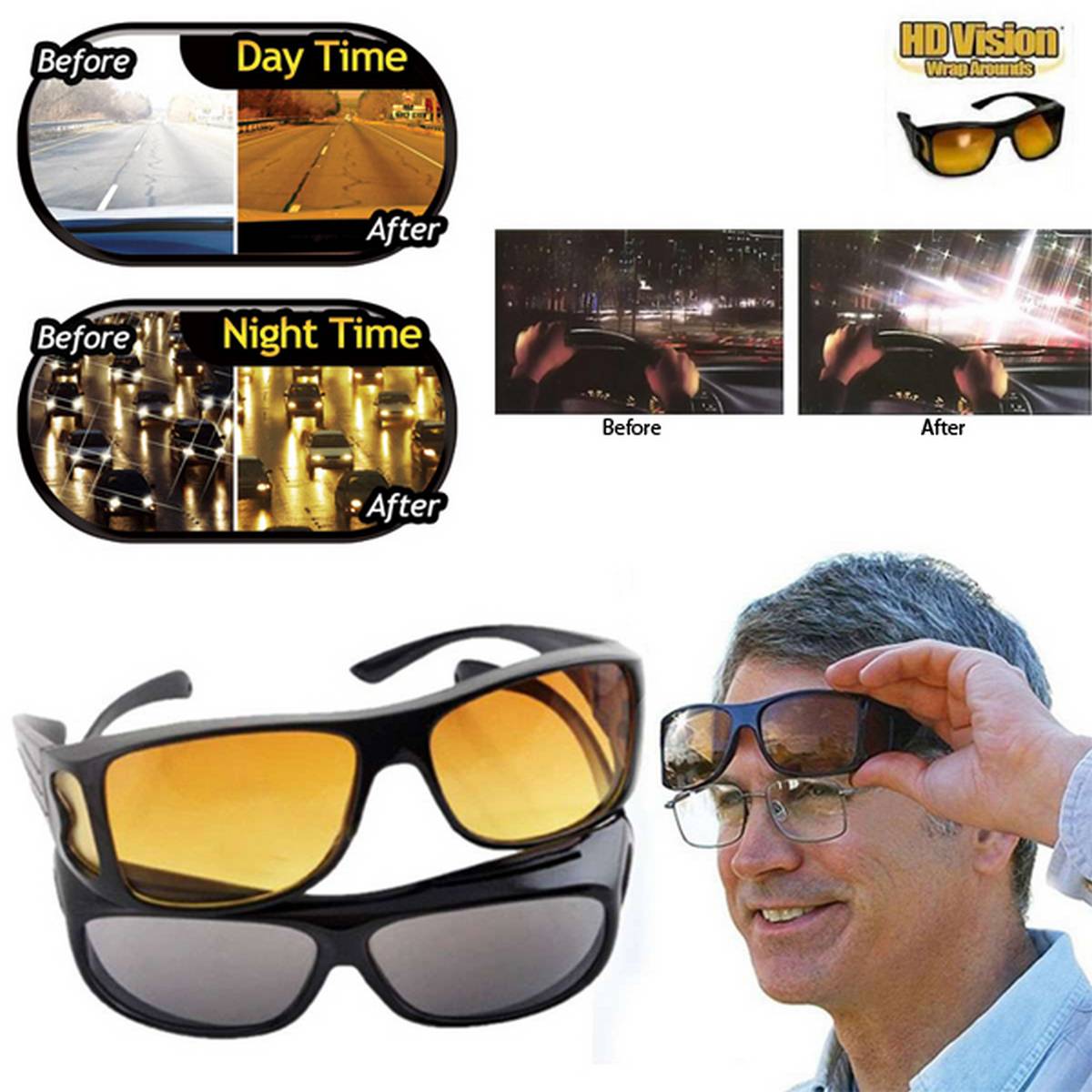 Picture of High Quality Night Vision & HD Polarized Anti-Glare Sun Glass – 2 pieces - Sun Glass For Men