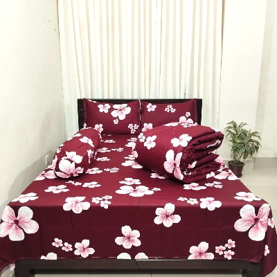 Picture of 5 Piece Premium Twill Cotton Comforter Set  (deep maroon)