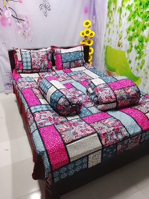 Picture of 5 In 1 Combo Twill Cotton  Comforter Set ( King Size).   CFS-318