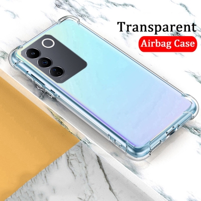 Picture of For vivo V27 / V27 Pro Silicone Airbag cover Shockproof Transparent Protective Clear Back Cover TPU Case