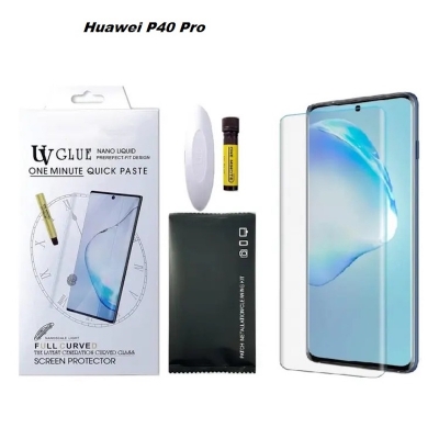 Picture of For Huawei P40 Pro One Minute UV Glass Light Adhesive Full Glue Curved Glass Screen Protector Transparent