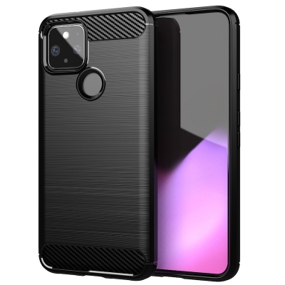Picture of Google Pixel 5 Carbon Fiber Hi Quality Premium Soft Mobile Back Cover- Black for Google Pixel 5 - Phone Back Cover - Phone (Back Case Cover For Smartphone)
