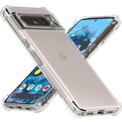 Picture of For Google Pixel  8 Pro Silicone Case Crystal Clear Soft TPU Ultra-Thin Transparent Flexible Airbag Protective Back Case