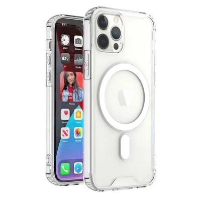Picture of For iPhone 11 Pro Max Anti Yellow Magsafe Magnetic Wireless Charging Case Clear Transparent Shockproof Back Cover
