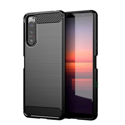 Picture of Sony Xperia 5 Silicone Back Cover With Carbon Fiber Texture