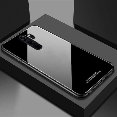 Picture of For Xiaomi Redmi 9 Prime Luxurious Toughened Glass Back Case With Shockproof Tpu Bumper Back Case Cover - Camera - Phone Back Cover