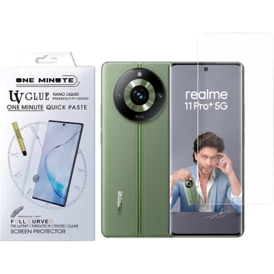 Picture of Realme 11 Pro+ 5G / Realme 11 Pro Plus 5G (A+ GRADE) Premium UV Tempered Glass Screen Protector Curved with Liquid Glue and UV Light -Transparent Clear
