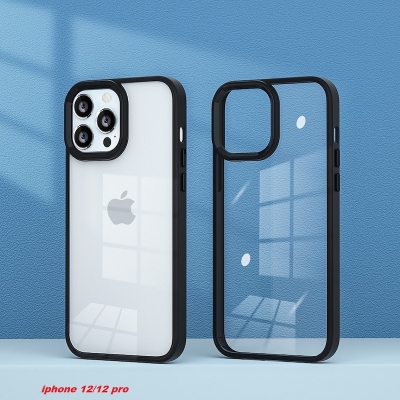 Picture of Q Series Case For iPhone 12 / 12 Pro - Luxury Carbon Case Skid Oil Proof Provides Native Touch to All Around Enclosure Camera Bumper Protective Clear Transparent Stylish Back Cover - Camera