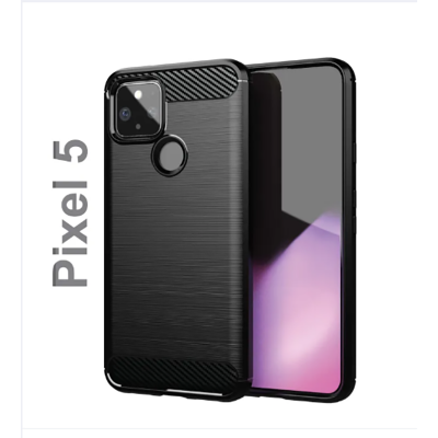 Picture of Google Pixel 5 Carbon Fiber Hi Quality Premium Soft Mobile Back Cover- Black for Google Pixel 5 - Phone Back Cover - Phone (Back Case Cover For Smartphone