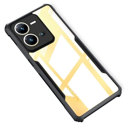 Picture of For Vivo Y35 Back Cover Edge-Reinforced Shockproof Cushion Back Clear Hybrid Transparent Hard Cover Casing