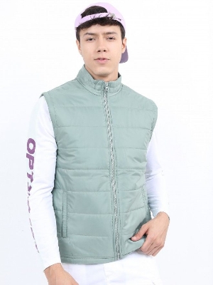 Picture of Pantoneclo Premium Quality Multicolor Men's Padding Sleeveless Jacket - Ochre / Silver Blue / Four Leaf Clover