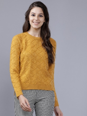 Picture of Pantoneclo Premium Quality Women's Multicolor Crew Neck Cable Design Sweater