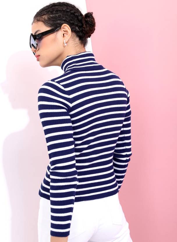 Picture of Pantoneclo Premium Quality Women's High Neck Winter Large Stripe Sweater