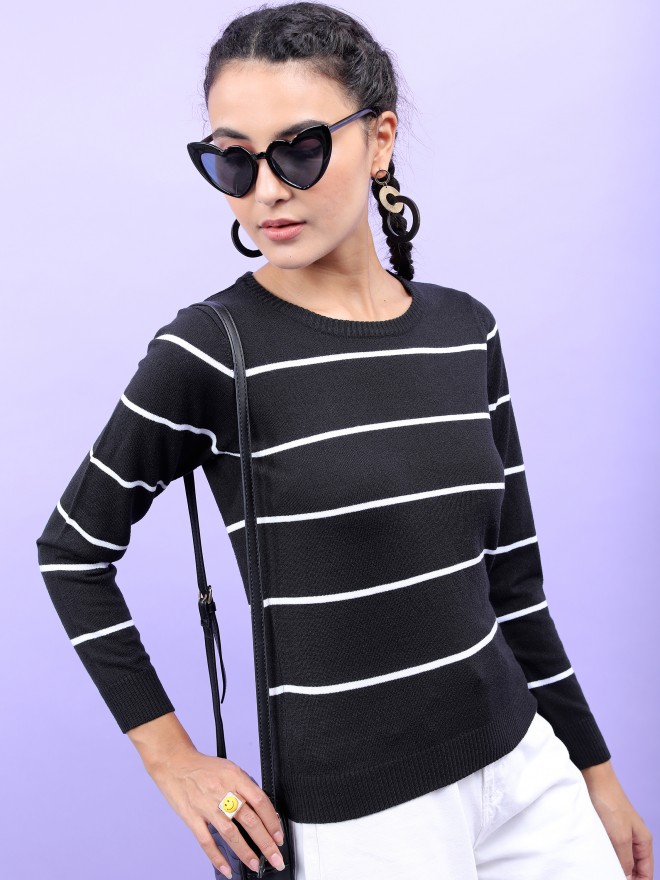 Picture of Pantoneclo Premium Women's / Girl's Round Neck Pullover Long Sleeve Stripe Sweat Shirt / Sweater / Cardigan / Jumper