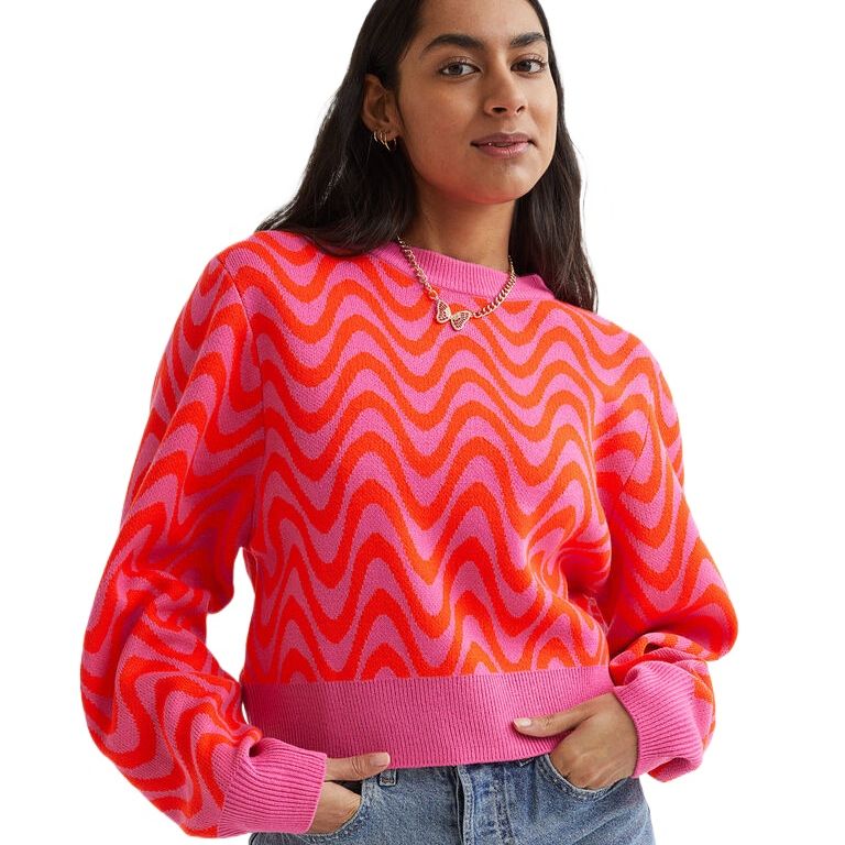 Picture of Pantoneclo Premium Women's / Girl's Round Neck Reversible Wavy Design Sweater / Cardigan / Pullover