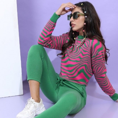 Picture of Pantoneclo Premium Women's / Girl's Round Neck Print Jacquard Sweater / Cardigan / Pullover