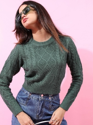 Picture of Pantoneclo Premium Women's / Girl's Round Neck Chunky Cable Design Sweater / Cardigan / Pullover