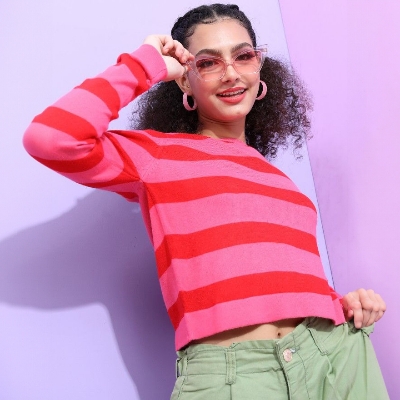 Picture of Pantoneclo Premium Women's / Girl's Round Neck Stripe Sweater / Cardigan / Pullover