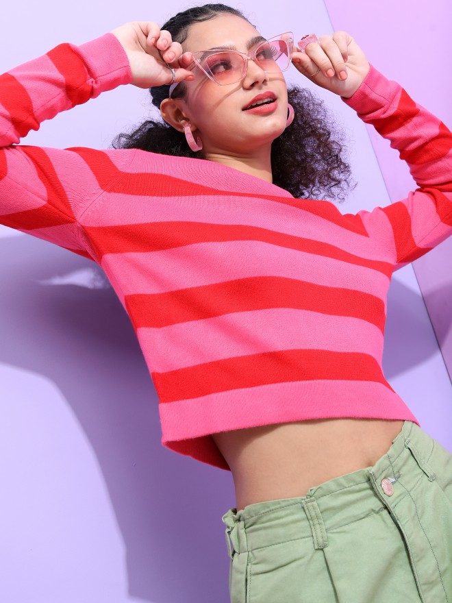 Picture of Pantoneclo Premium Women's / Girl's Round Neck Stripe Sweater / Cardigan / Pullover