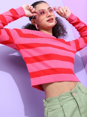 Picture of Pantoneclo Premium Women's / Girl's Round Neck Stripe Sweater / Cardigan / Pullover