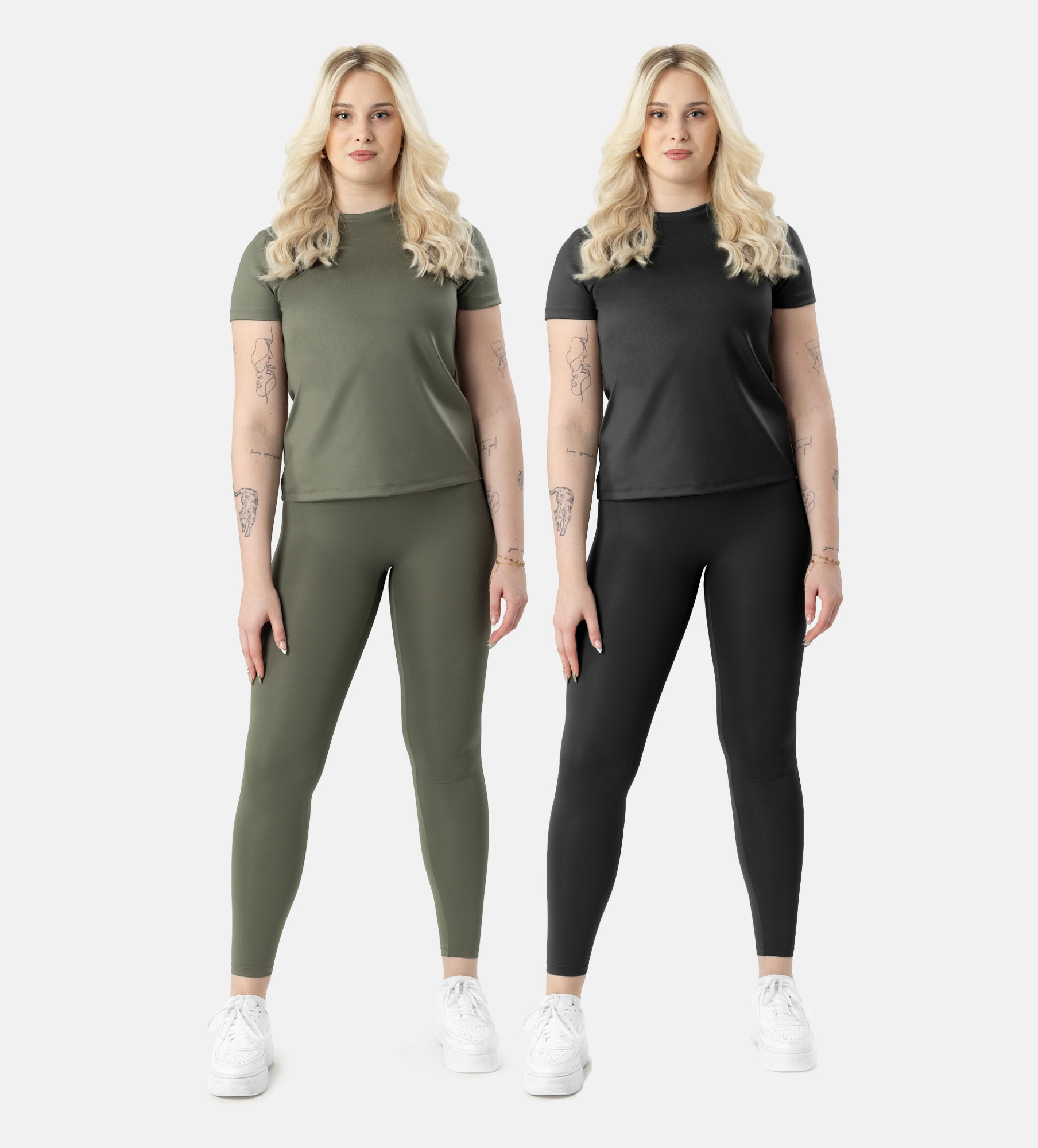 Picture of Leafletic Premium Stretch High Waist + Y Waist Soft Skin Nylon Legging - 2 Piece Combo