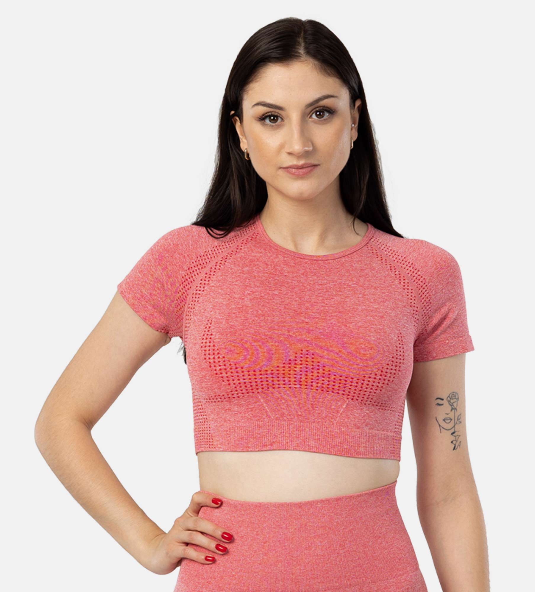 Picture of Leafletic Women's Seamless Crop T-Shirt | Lightweight & Breathable Fitness Top | Short Sleeve Activewear for Gym & Workout