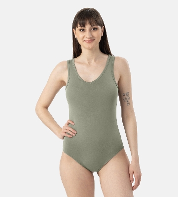 Picture of Leafletic Premium Women’s Bodysuit – V-Neck, Sleeveless, Soft Modal Stretch Fabric | Slim Fit One-Piece for Casual, Office & Daily Wear | Lightweight, Breathable & Comfortable Bodysuit Top for Layering