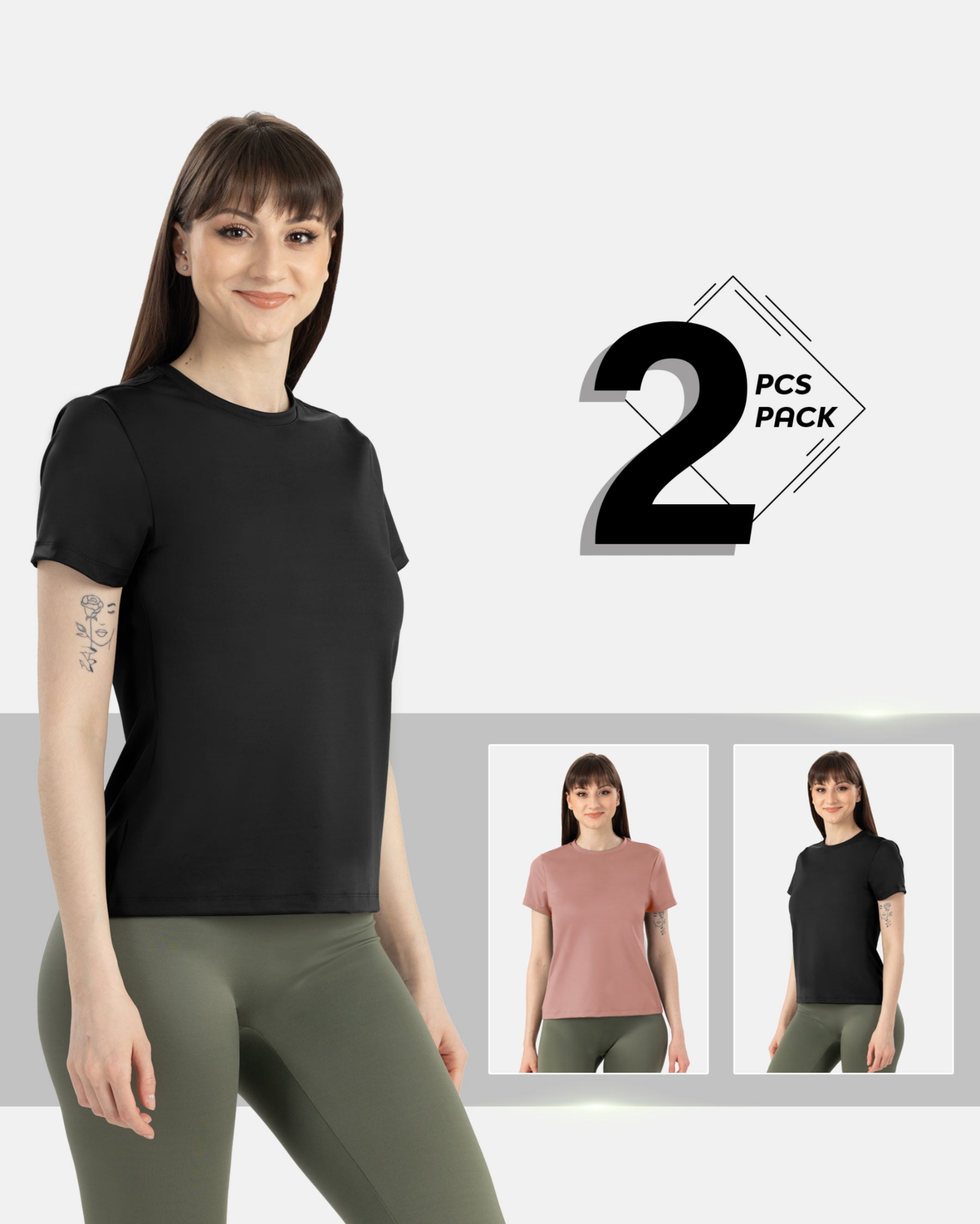 Picture of Leafletic Premium Ladies Modal Spandex Blend Ultra Soft T-Shirt - 2 Pieces Combo