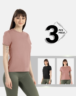 Picture of Leafletic Premium Ladies Modal Spandex Blend Ultra Soft T-Shirt - 3 Pieces Combo