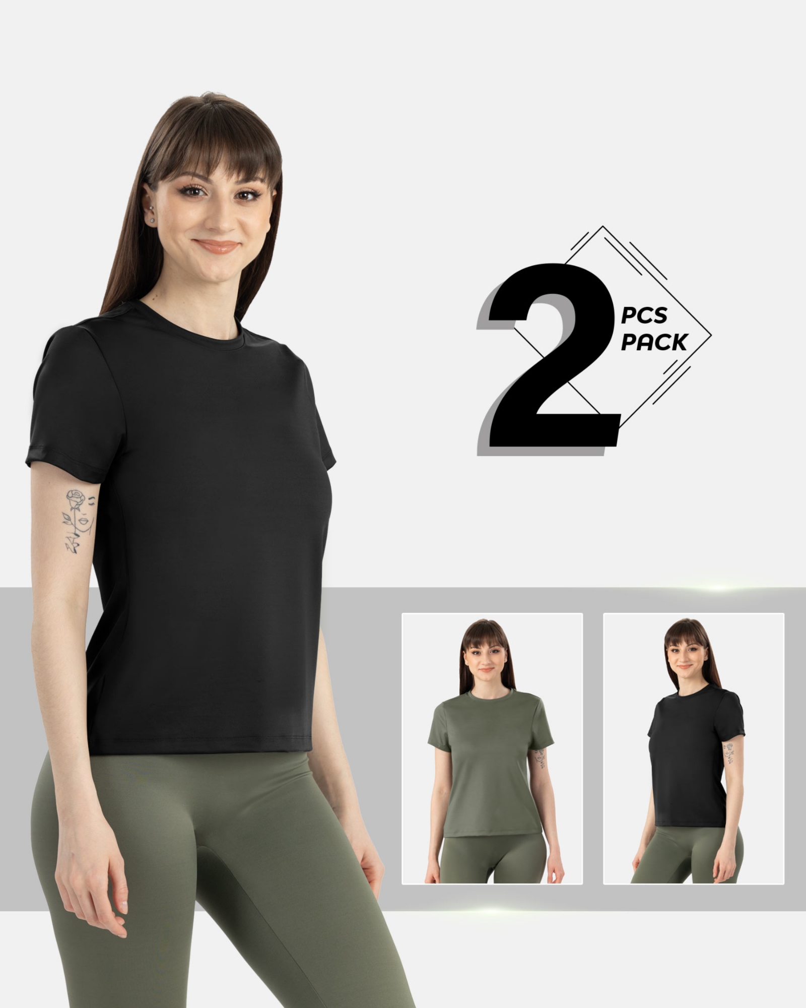 Picture of Leafletic Premium Ladies Modal Spandex Blend Ultra Soft T-Shirt - 2 Pieces Combo