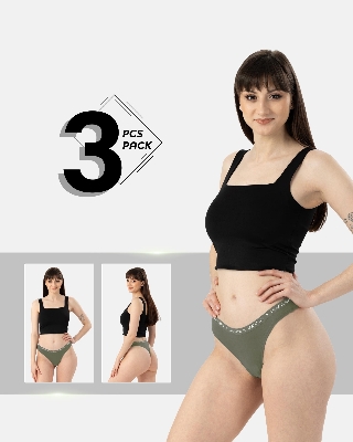 Picture of Leafletic Women's Mid-Rise Brazilian Underwear | Soft & Stretchable Panty | Comfortable Brazilian Undergarment for Ladies | All-Day Comfort Women's Panties | 3 Piece Combo Pack