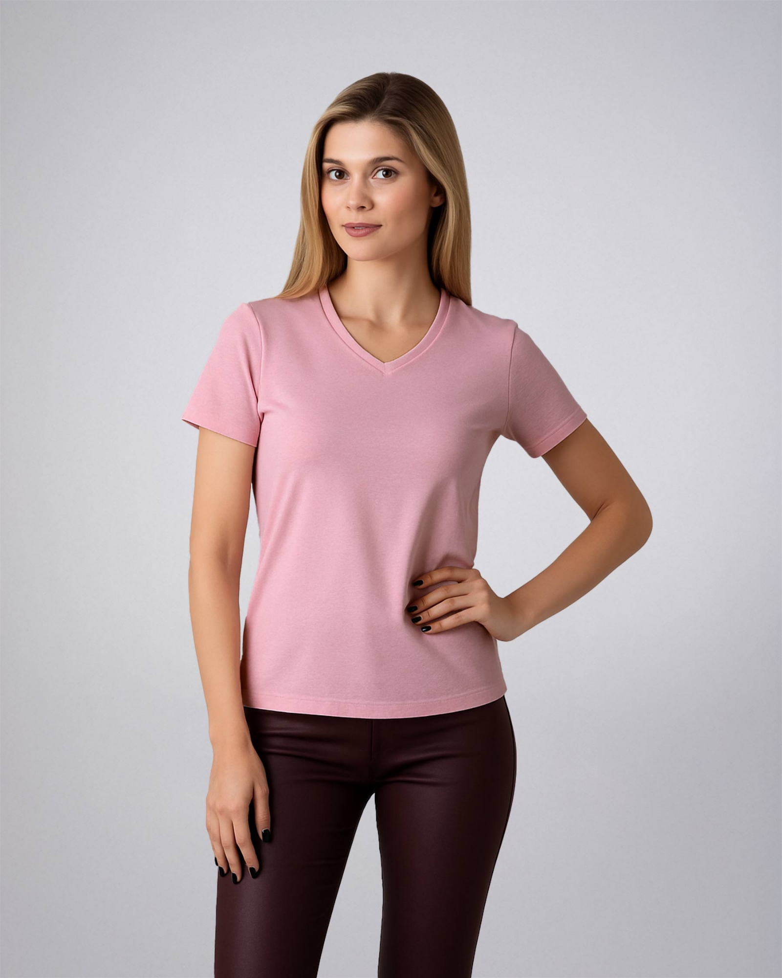 Picture of Leafletic Ladies Soft Comfortable V-Neck Cotton T- Shirt