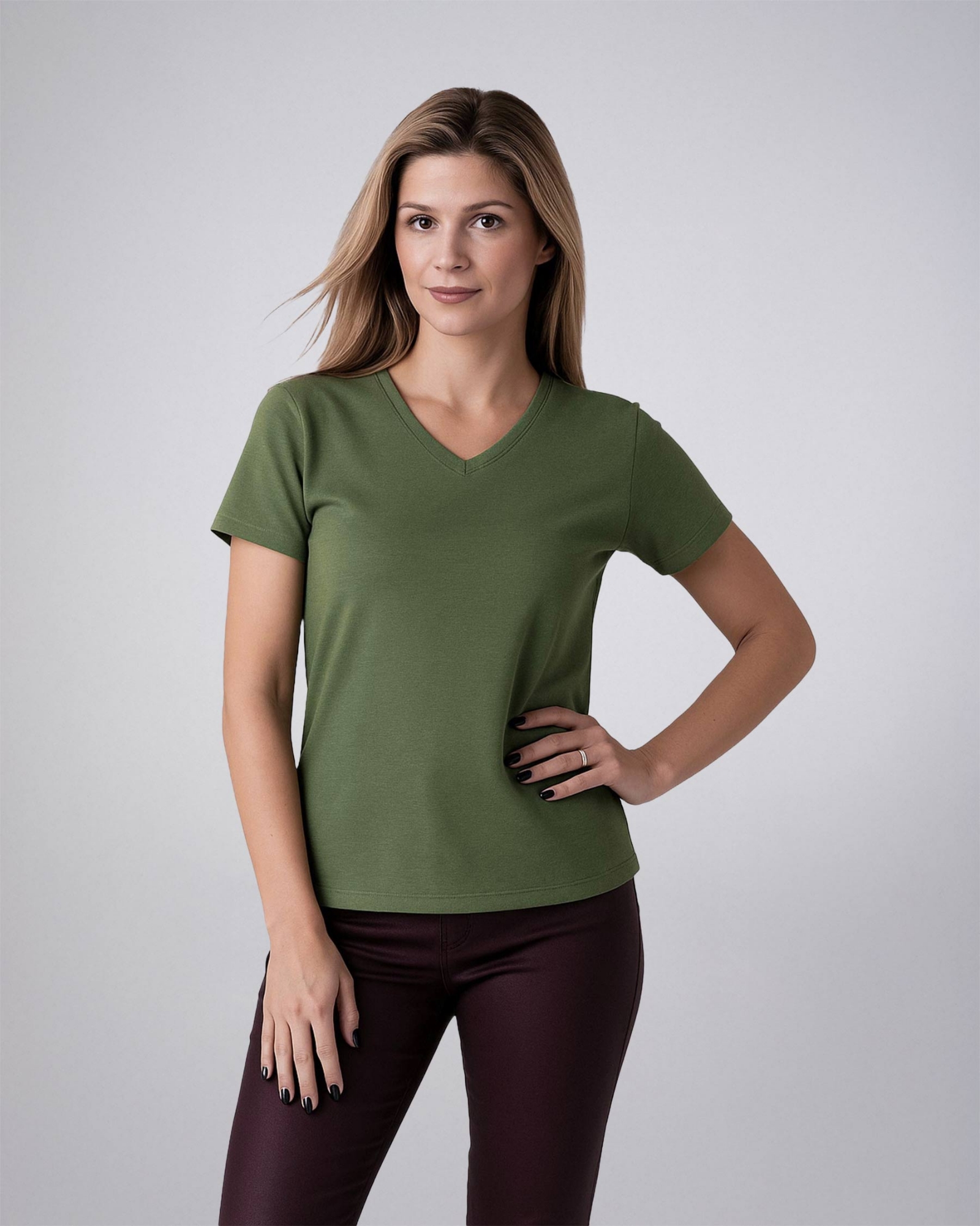 Picture of Leafletic Ladies Soft Comfortable V-Neck Cotton T- Shirt