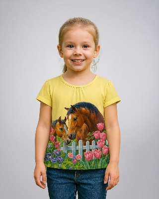 Picture of Leafletic Premium Trendy Girl’s Photo Printed Tee –Short Sleeve Soft Cotton Polyester Blend Crew Neck Tee – Casual Fit