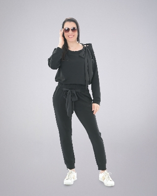 Picture of Leafletic Ladies Top & Jogger Set – Ribbon Shoulder Top & Ribbon Waist Jogger, Stylish & Comfortable Women’s Loungewear Set