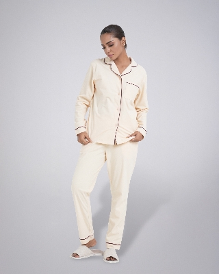Picture of Leafletic Women's Sleepwear Set | Long-Sleeve Button-Down Shirt & Matching Trousers | Soft & Comfortable Nightwear | Loungewear Pajama Set | Two-Piece Night Suit