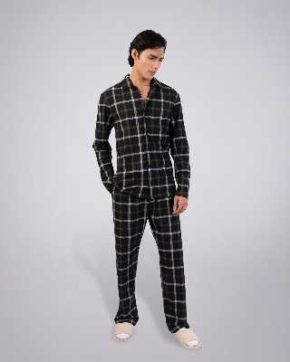 Picture of Pantoneclo Men's Sleepwear Set | Long-Sleeve Shirt & Matching Trousers | Soft & Comfortable Nightwear | Loungewear Pajama Set | Two-Piece Night Suit