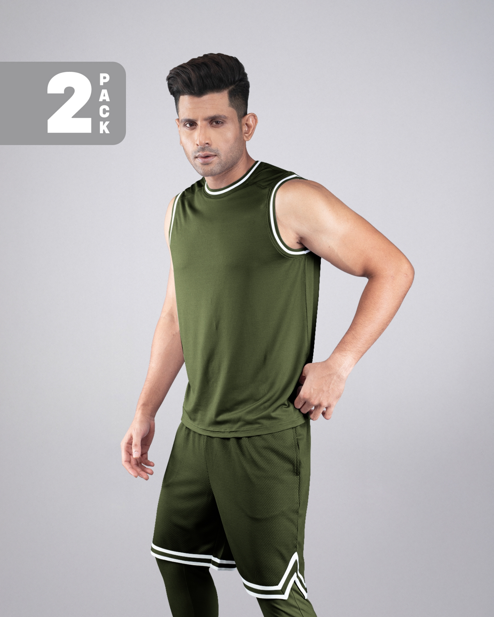 Picture of Pantoneclo Men’s Fitness Combo | Breathable Vest and Shorts for Gym Training Set | Workout and Activewear Set | Lightweight Gym Sleeveless T-Shirt & Shorts Combo | Sportswear Tank Top & Shorts Outfit