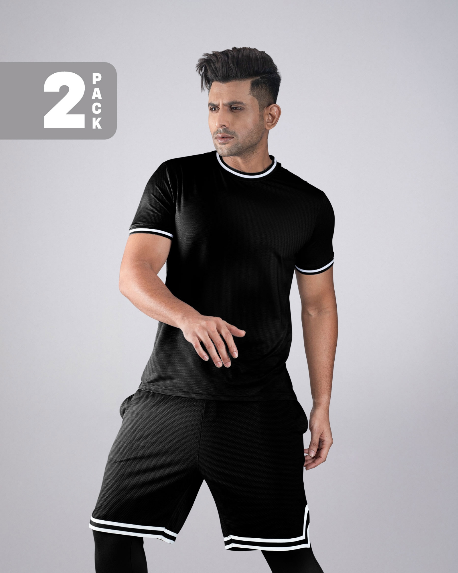 Picture of Pantoneclo Men’s Fitness Combo | Breathable T-Shirt and Shorts for Gym Training Set | Workout and Activewear Set | Lightweight Gym T-Shirt & Shorts Sportswear Combo