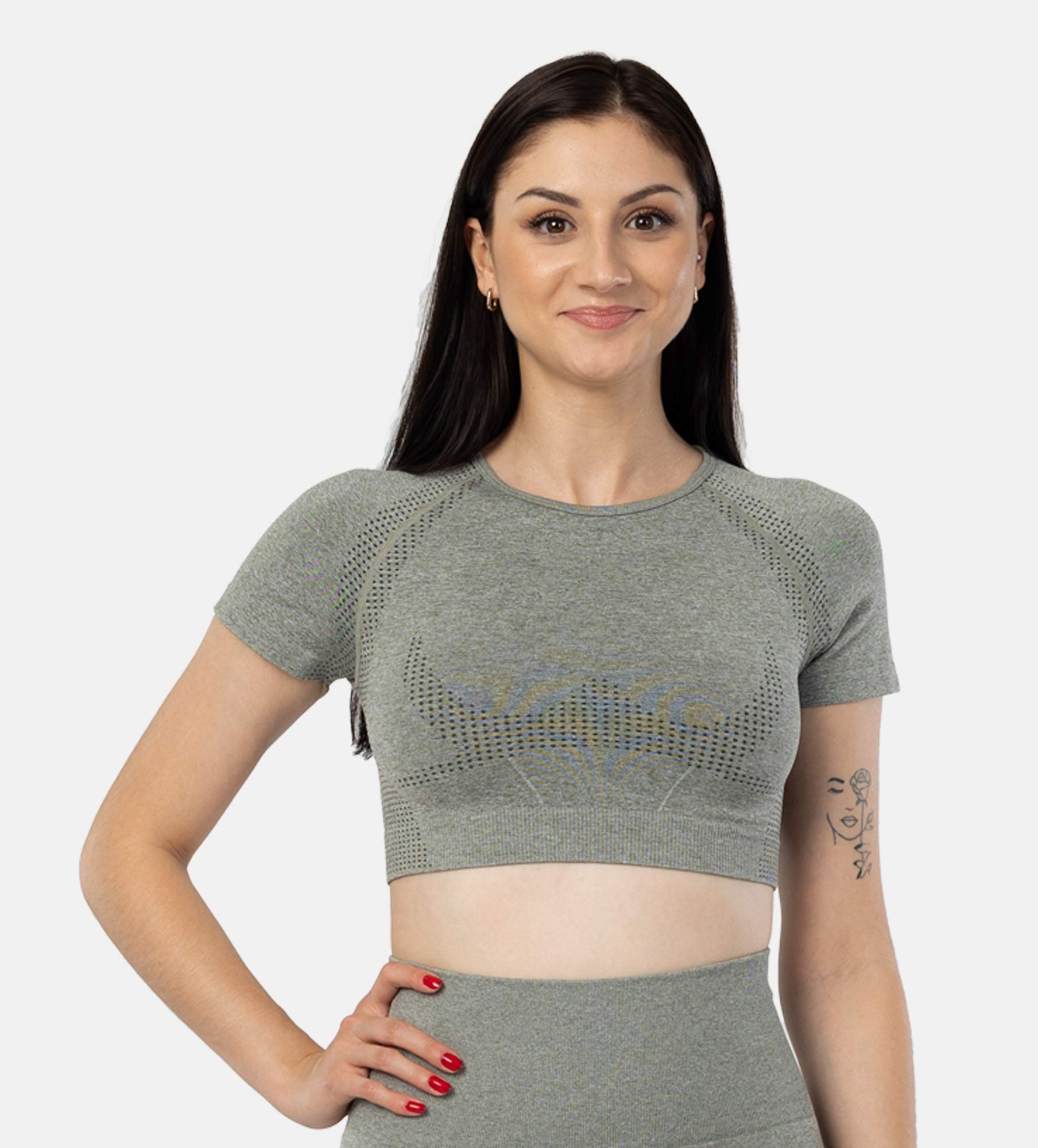 Picture of Leafletic Women's Seamless Crop T-Shirt | Lightweight & Breathable Fitness Top | Short Sleeve Activewear for Gym & Workout