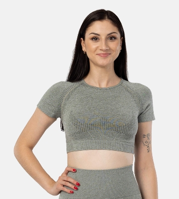 Picture of Leafletic Women's Seamless Crop T-Shirt | Lightweight & Breathable Fitness Top | Short Sleeve Activewear for Gym & Workout